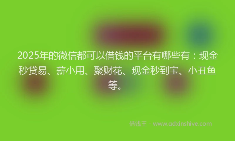 2025年的微信都可以借钱的平台有哪些有：现金秒贷易、薪小用、聚财花、现金秒到宝、小丑鱼等。