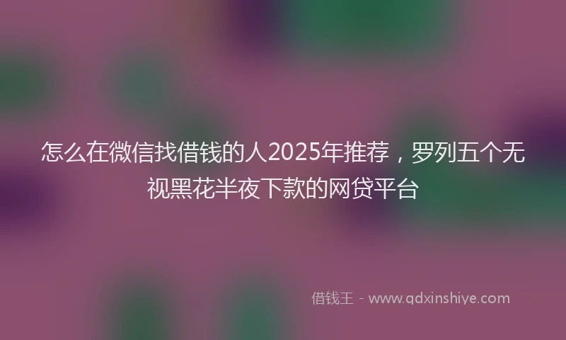 怎么在微信找借钱的人2025年推荐，罗列五个无视黑花半夜下款的网贷平台