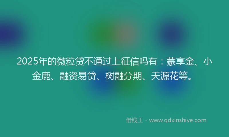 2025年的微粒贷不通过上征信吗有：蒙享金、小金鹿、融资易贷、树融分期、天源花等。