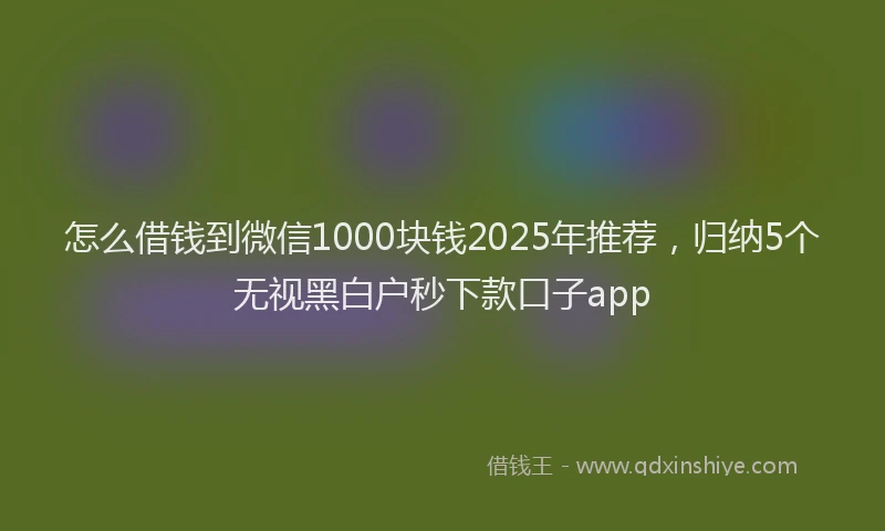 怎么借钱到微信1000块钱2025年推荐，归纳5个无视黑白户秒下款口子app