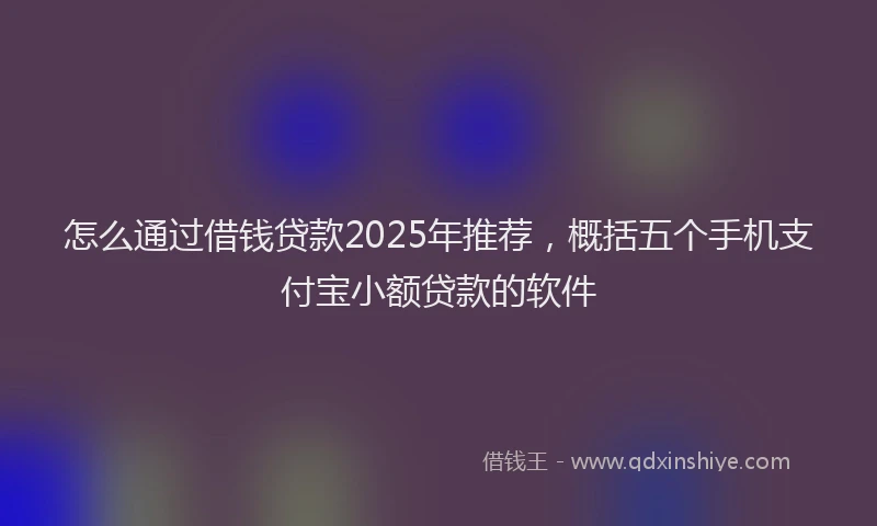 怎么通过借钱贷款2025年推荐，概括五个手机支付宝小额贷款的软件
