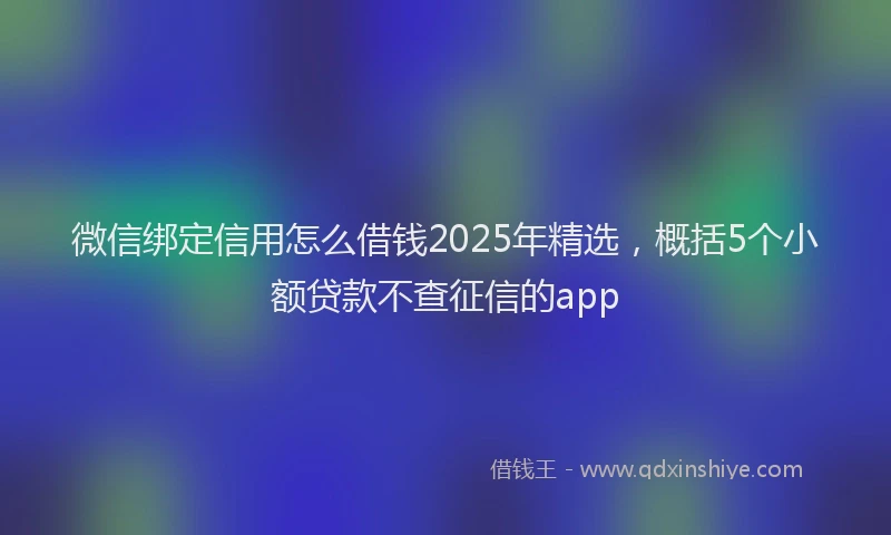 微信绑定信用怎么借钱2025年精选，概括5个小额贷款不查征信的app