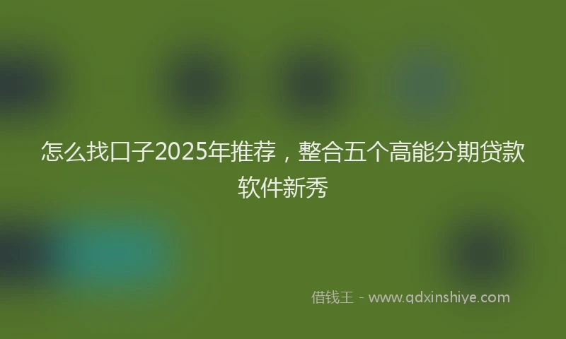 怎么找口子2025年推荐，整合五个高能分期贷款软件新秀