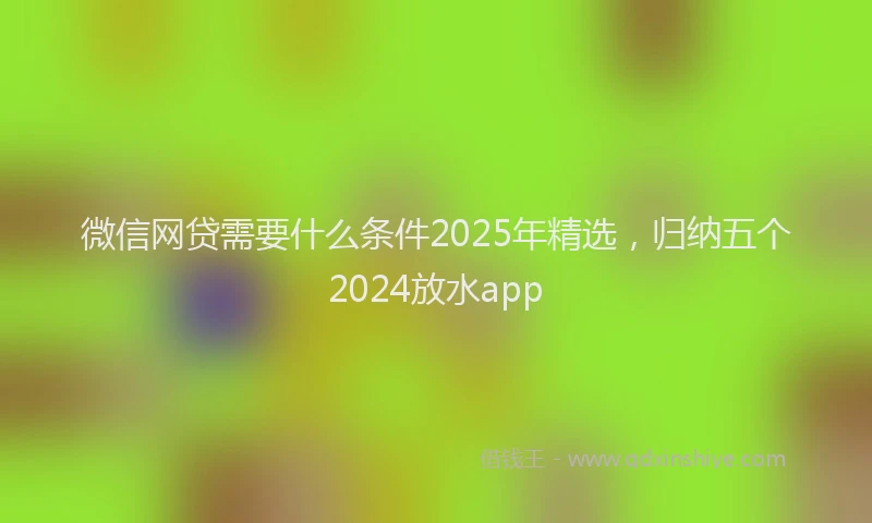 微信网贷需要什么条件2025年精选，归纳五个2024放水app
