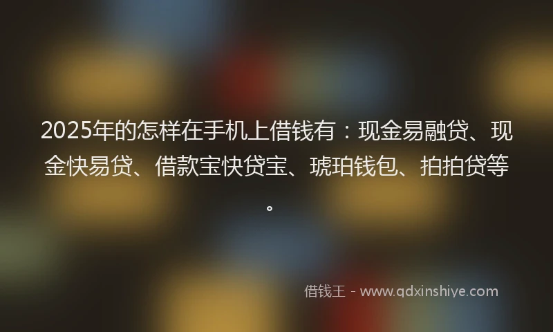 2025年的怎样在手机上借钱有：现金易融贷、现金快易贷、借款宝快贷宝、琥珀钱包、拍拍贷等。
