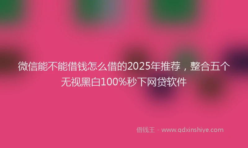 微信能不能借钱怎么借的2025年推荐，整合五个无视黑白100%秒下网贷软件