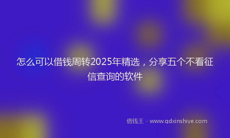 怎么可以借钱周转2025年精选，分享五个不看征信查询的软件