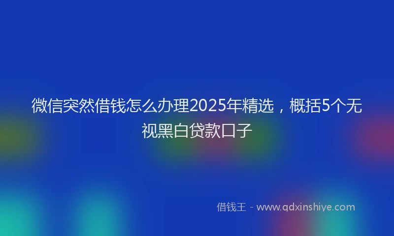 微信突然借钱怎么办理2025年精选，概括5个无视黑白贷款口子