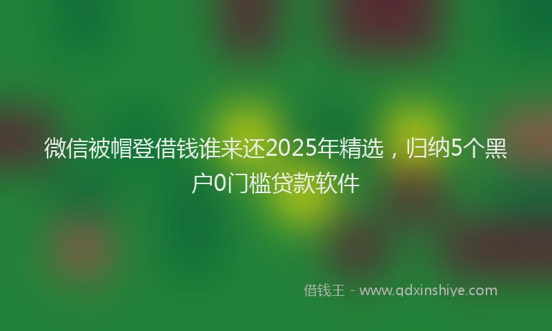 微信被帽登借钱谁来还2025年精选，归纳5个黑户0门槛贷款软件