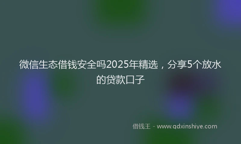 微信生态借钱安全吗2025年精选，分享5个放水的贷款口子