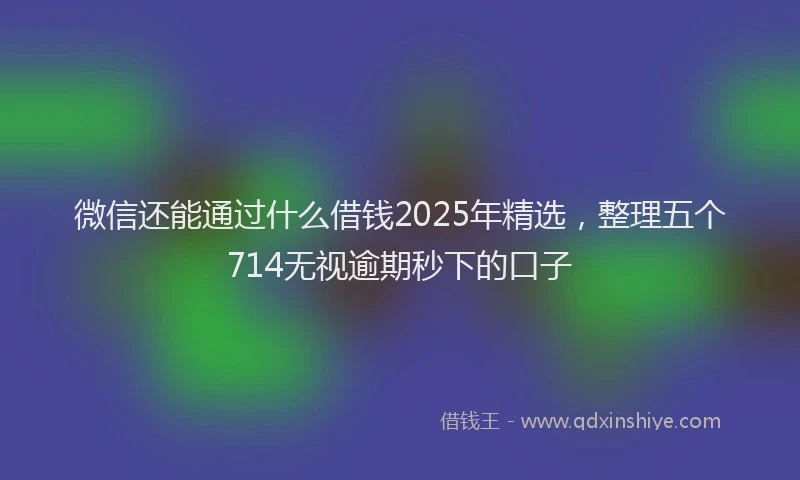 微信还能通过什么借钱2025年精选，整理五个714无视逾期秒下的口子