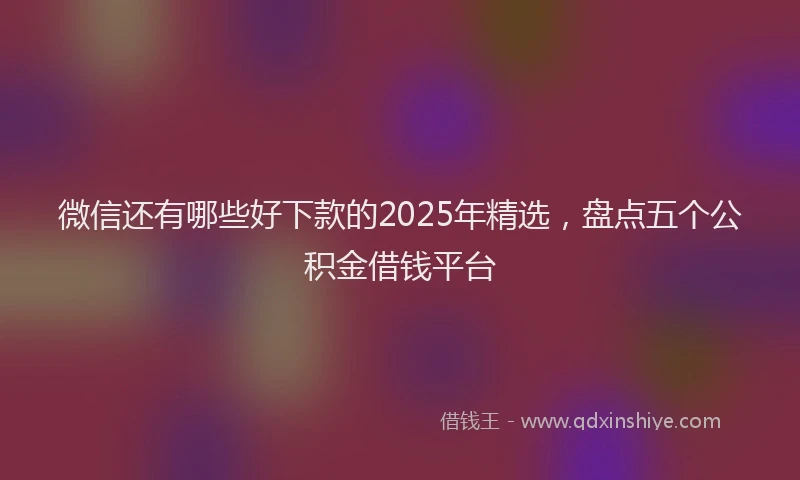 微信还有哪些好下款的2025年精选，盘点五个公积金借钱平台