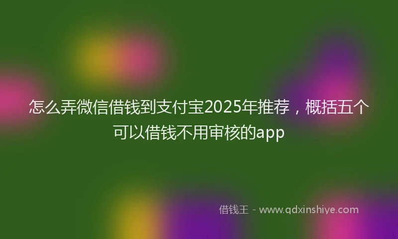 怎么弄微信借钱到支付宝2025年推荐，概括五个可以借钱不用审核的app