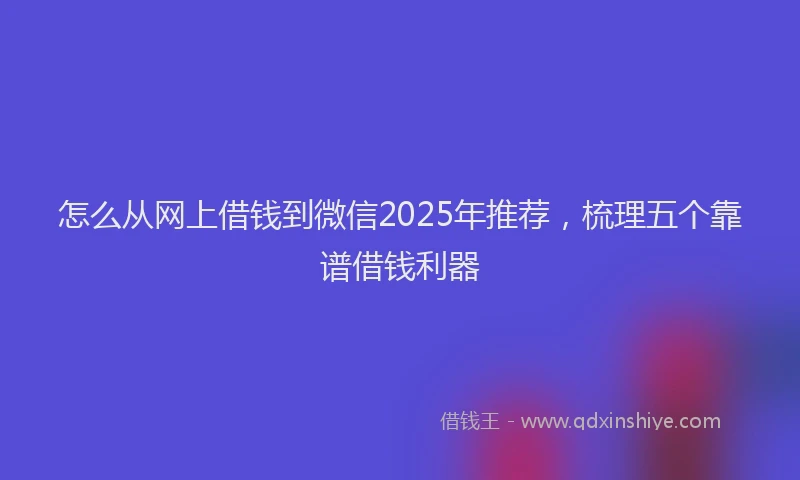怎么从网上借钱到微信2025年推荐，梳理五个靠谱借钱利器