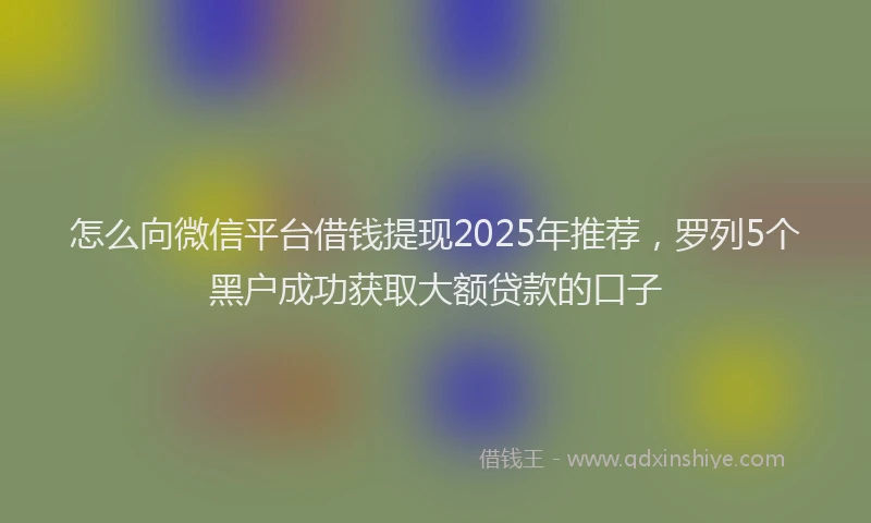 怎么向微信平台借钱提现2025年推荐，罗列5个黑户成功获取大额贷款的口子