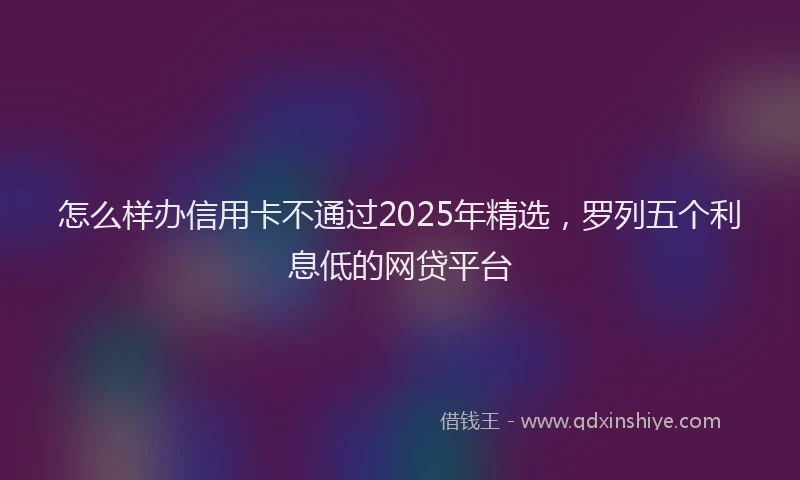 怎么样办信用卡不通过2025年精选，罗列五个利息低的网贷平台