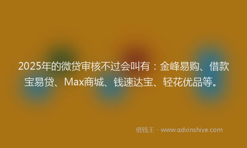 2025年的微贷审核不过会叫有：金峰易购、借款宝易贷、Max商城、钱速达宝、轻花优品等。