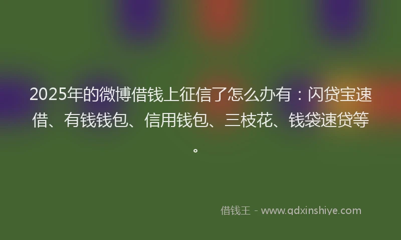 2025年的微博借钱上征信了怎么办有：闪贷宝速借、有钱钱包、信用钱包、三枝花、钱袋速贷等。