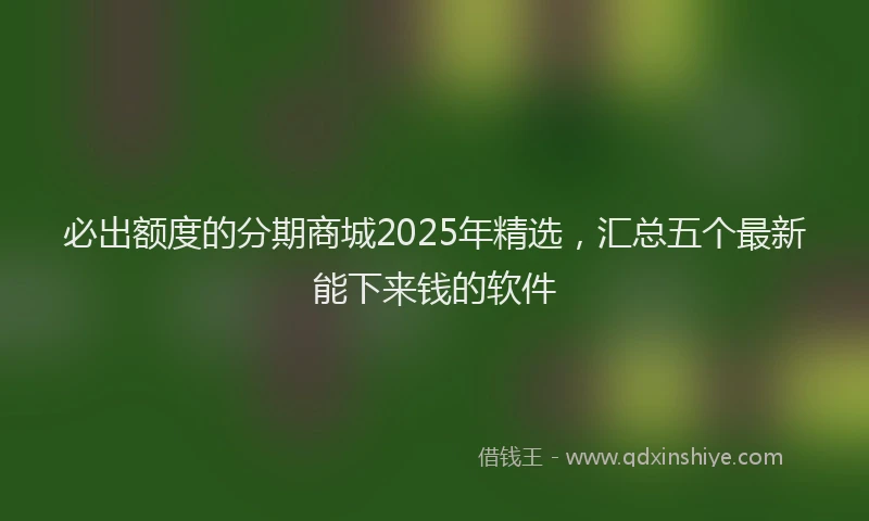 必出额度的分期商城2025年精选，汇总五个最新能下来钱的软件