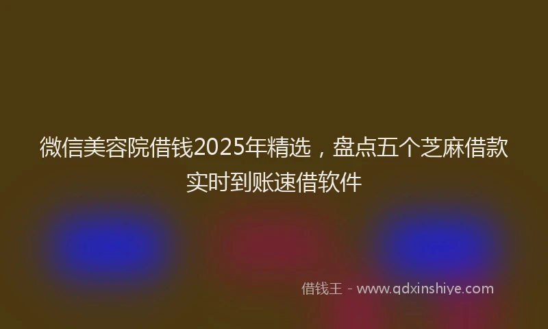 微信美容院借钱2025年精选，盘点五个芝麻借款实时到账速借软件