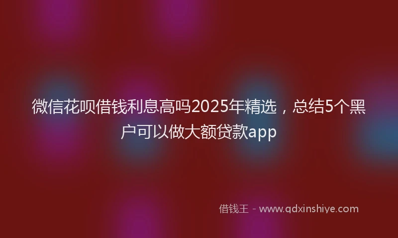 微信花呗借钱利息高吗2025年精选，总结5个黑户可以做大额贷款app