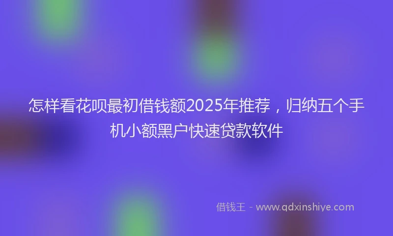 怎样看花呗最初借钱额2025年推荐，归纳五个手机小额黑户快速贷款软件