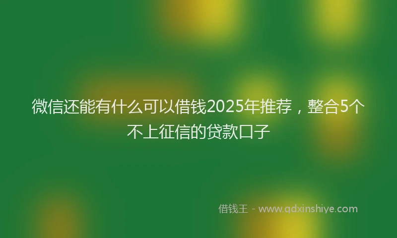 微信还能有什么可以借钱2025年推荐，整合5个不上征信的贷款口子