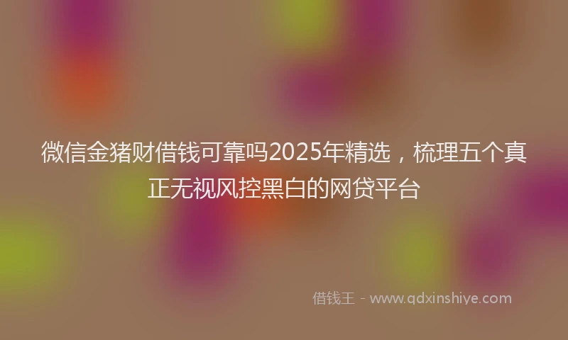微信金猪财借钱可靠吗2025年精选，梳理五个真正无视风控黑白的网贷平台