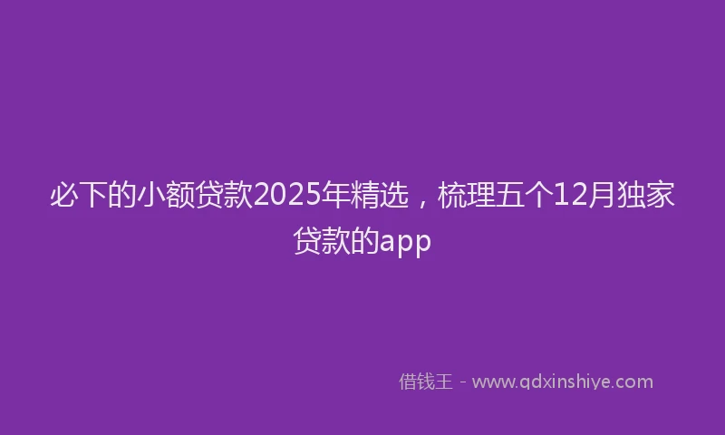 必下的小额贷款2025年精选，梳理五个12月独家贷款的app
