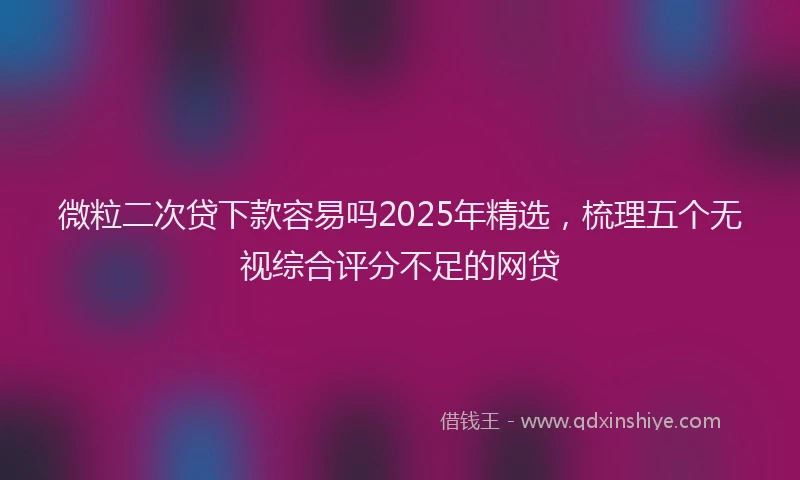 微粒二次贷下款容易吗2025年精选，梳理五个无视综合评分不足的网贷