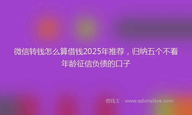 微信转钱怎么算借钱2025年推荐，归纳五个不看年龄征信负债的口子