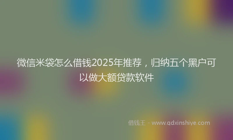 微信米袋怎么借钱2025年推荐，归纳五个黑户可以做大额贷款软件