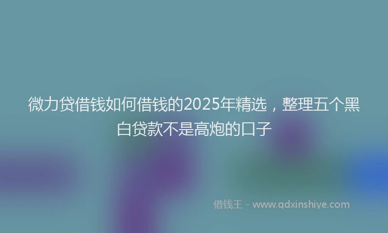 微力贷借钱如何借钱的2025年精选，整理五个黑白贷款不是高炮的口子