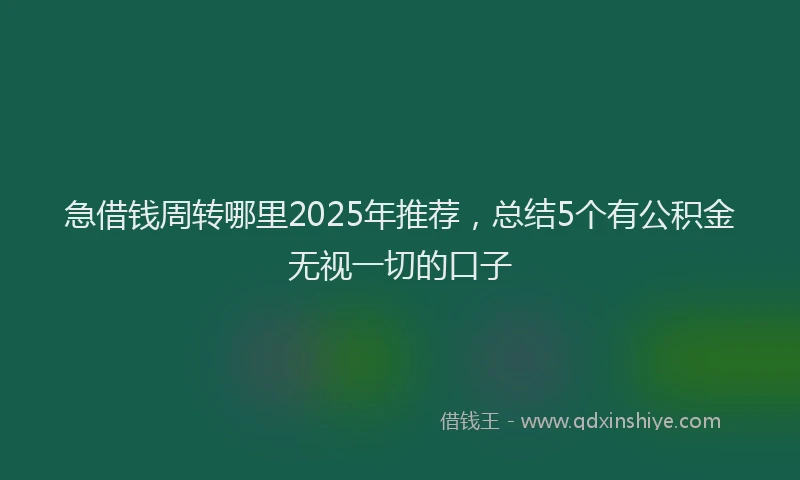 急借钱周转哪里2025年推荐，总结5个有公积金无视一切的口子