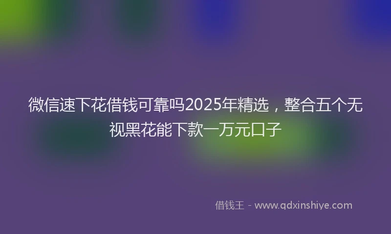 微信速下花借钱可靠吗2025年精选，整合五个无视黑花能下款一万元口子