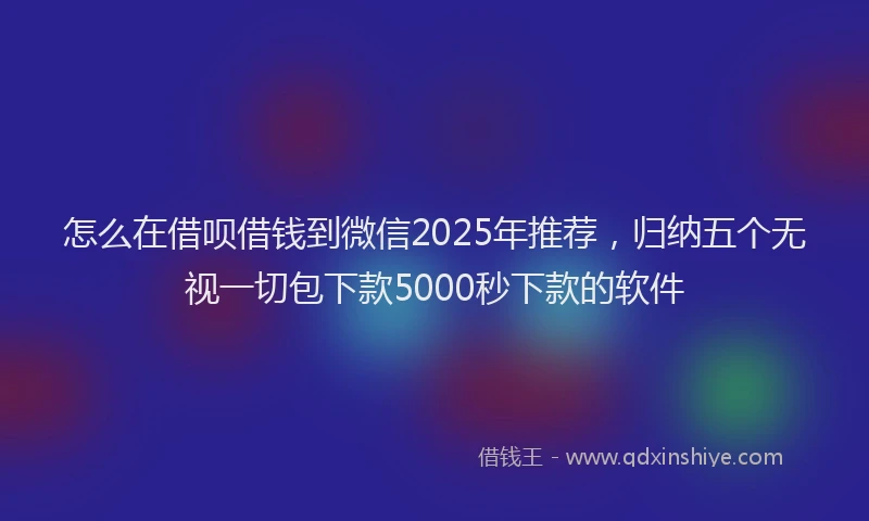 怎么在借呗借钱到微信2025年推荐，归纳五个无视一切包下款5000秒下款的软件