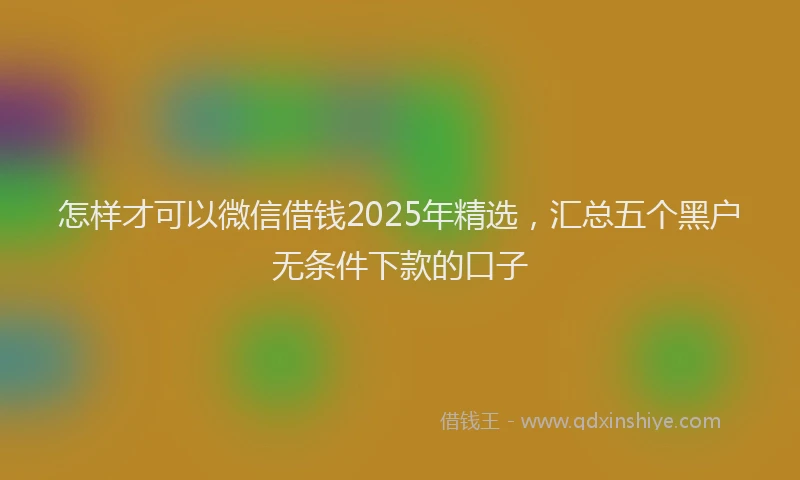 怎样才可以微信借钱2025年精选，汇总五个黑户无条件下款的口子