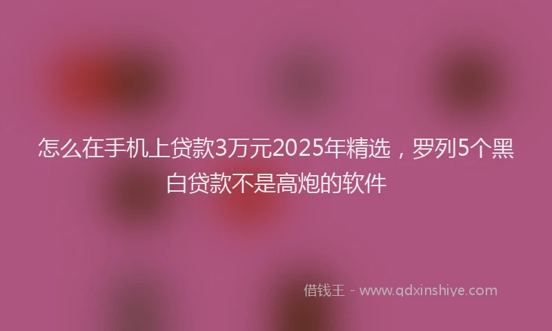 怎么在手机上贷款3万元2025年精选，罗列5个黑白贷款不是高炮的软件