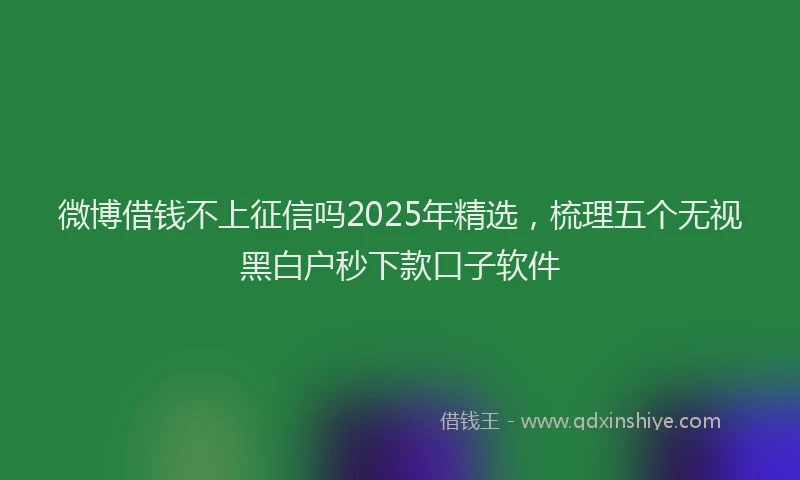 微博借钱不上征信吗2025年精选，梳理五个无视黑白户秒下款口子软件