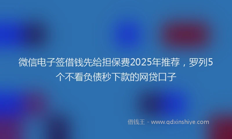 微信电子签借钱先给担保费2025年推荐，罗列5个不看负债秒下款的网贷口子