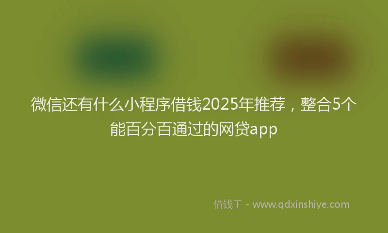 微信还有什么小程序借钱2025年推荐，整合5个能百分百通过的网贷app
