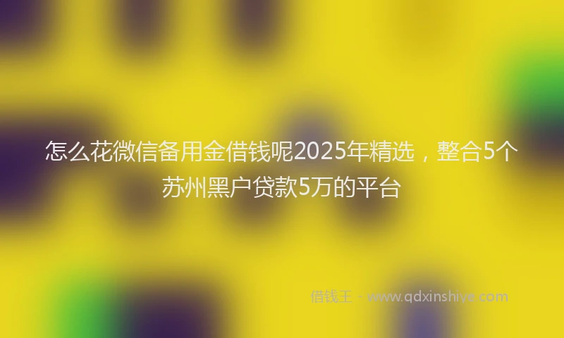 怎么花微信备用金借钱呢2025年精选，整合5个苏州黑户贷款5万的平台