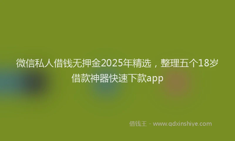 微信私人借钱无押金2025年精选，整理五个18岁借款神器快速下款app
