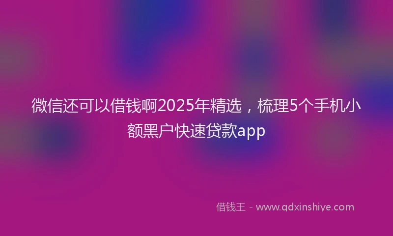 微信还可以借钱啊2025年精选，梳理5个手机小额黑户快速贷款app