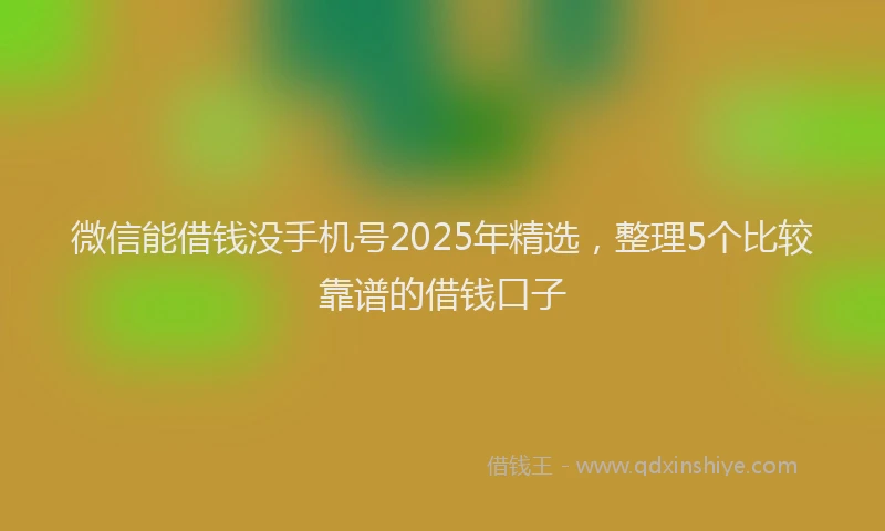 微信能借钱没手机号2025年精选，整理5个比较靠谱的借钱口子