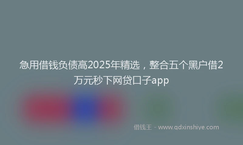 急用借钱负债高2025年精选，整合五个黑户借2万元秒下网贷口子app
