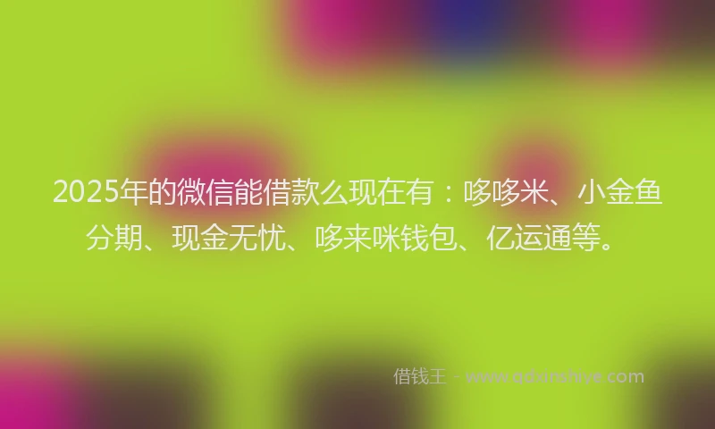 2025年的微信能借款么现在有：哆哆米、小金鱼分期、现金无忧、哆来咪钱包、亿运通等。