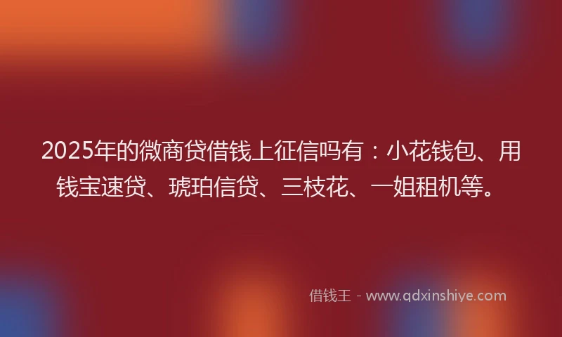2025年的微商贷借钱上征信吗有：小花钱包、用钱宝速贷、琥珀信贷、三枝花、一姐租机等。