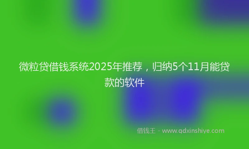 微粒贷借钱系统2025年推荐，归纳5个11月能贷款的软件