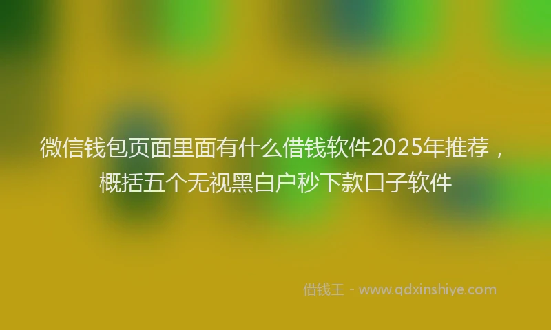 微信钱包页面里面有什么借钱软件2025年推荐，概括五个无视黑白户秒下款口子软件